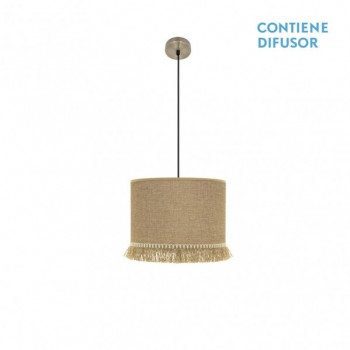 Distribuidor - Lâmpadas Diversas | Colgantes Moderno | COLGANTE SIBILA 2XE27 CUERO/ARENA REGX50X50 CM Ref: 186395014
